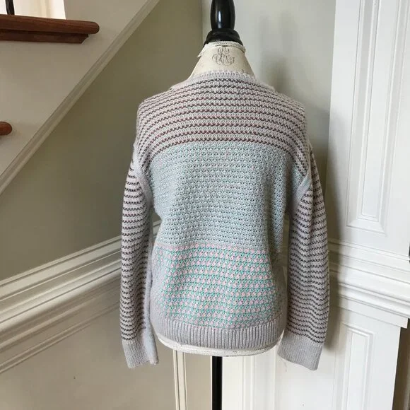 Rachel Comey Prescot Sweater Womens Small Blue Pink Crew Neck Alpaca Cotton Knit - Picture 9 of 10